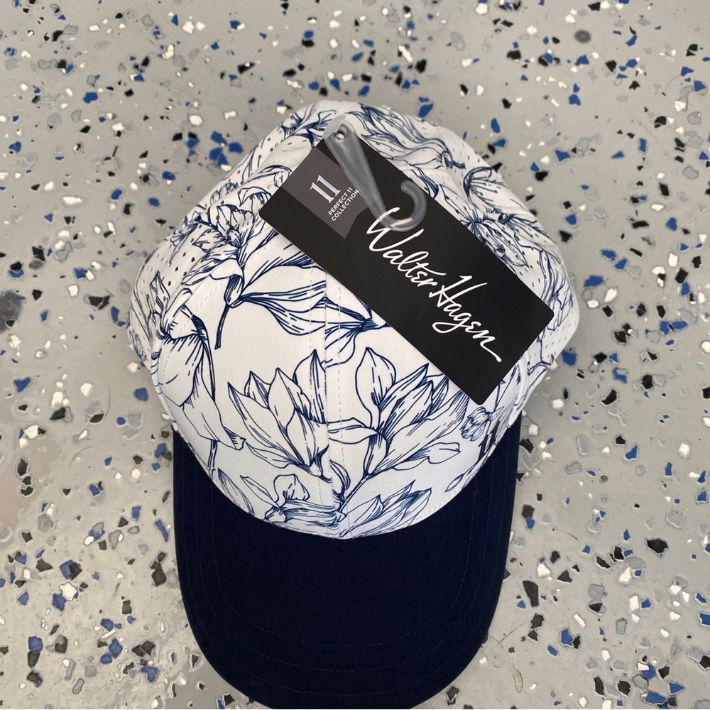 Walter Hagen Baseball Fitted Golf‎ Hat WH P11 Cop-Prints INK Floral White.